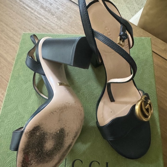 Gucci Black Heels with Thin Straps and High Stiletto Heel - Picture 4 of 10